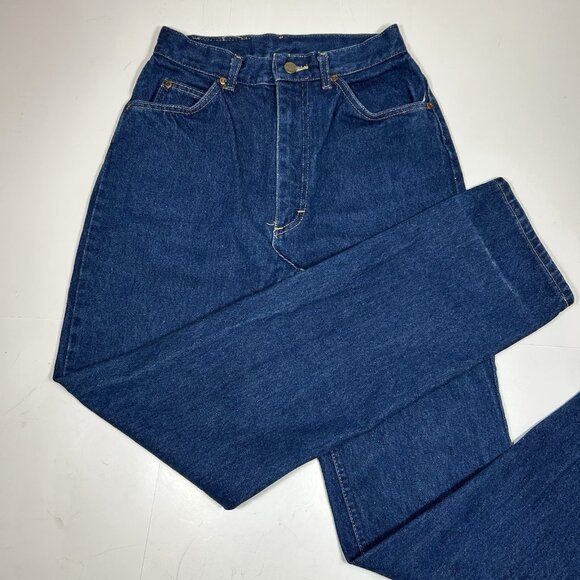 Vtg 70s Lee Rider High Waisted Straight Leg Jeans Blue Sz 10 M 26x31 Union Made - Picture 1 of 8